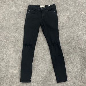 Garage High waisted black ripped skinny jeans